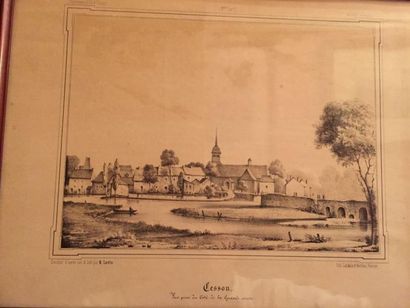 null Suite de dix gravures sur Rennes, XIXe siècle (piqures):

- Le pont de l'Ile

-...
