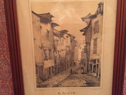 null Suite de onze gravures sur Rennes, XIXe siècle (piqures):

- Le portail des...