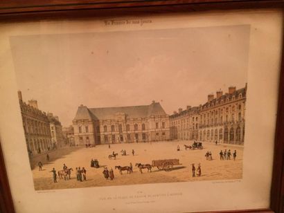 null Suite de dix gravures sur Rennes, XIXe siècle, dont certaine en couleur (piqures):

-...