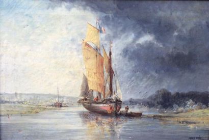 NOEL Jules (1810-1881) "Le retour au port"

Huile sur toile, signée et datée 1879...