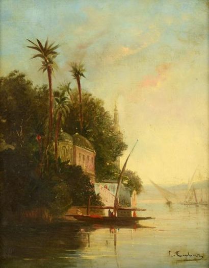 TABAR Léopold (1818-1869) "Caïque sur le Bosphore" 

Huile sur toile, signée en bas...