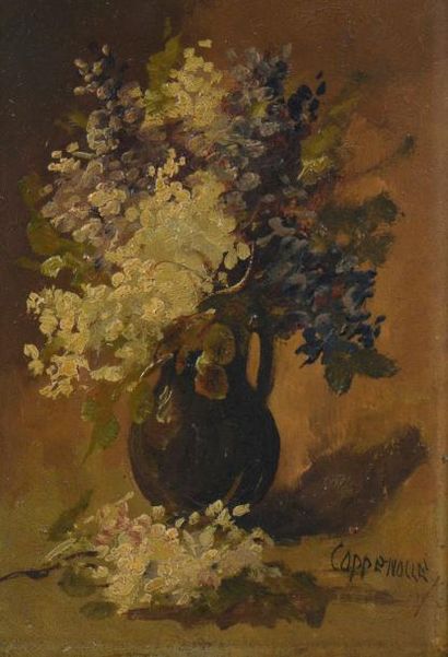 VAN COPPENOLLE Edmond (1846-1914) "Lilas" et "Bouquet champetre" 

Deux huiles sur...