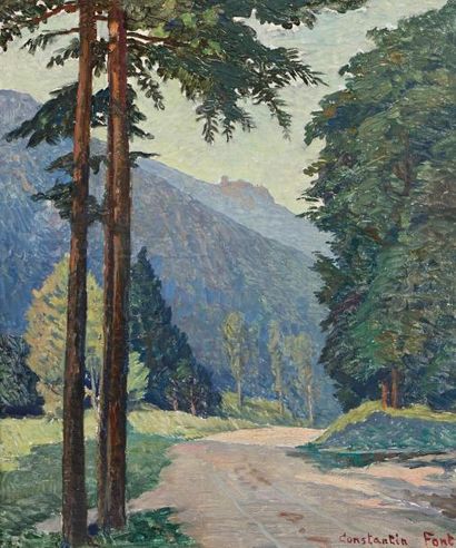 FONT Constantin (1890-1954) "Route en montagne" 

Huile sur toile, signée en bas...