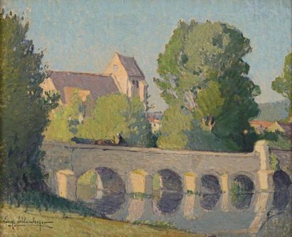 SCHLUMBERGER Eugène Jacques (1879-1960) "Pont du Gretz" 

Huile sur toile, signée...