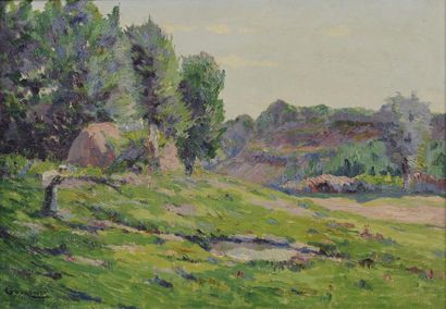 GOURDAULT Marius (1859-1935) "Paysage à la lavandière"

Huile sur toile, signée en...