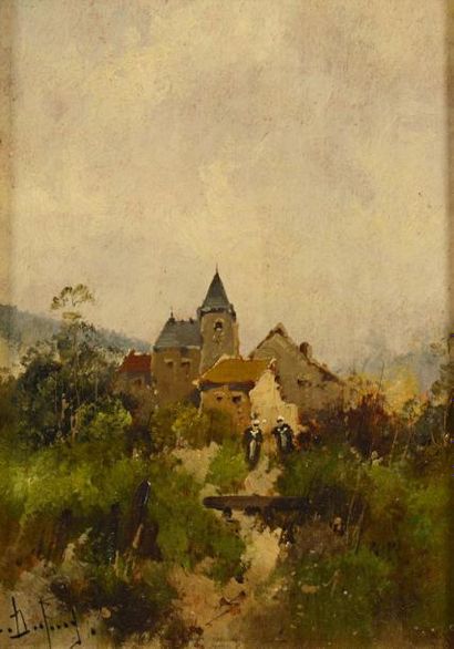 GALIEN LALOUE Eugène (1854-1941) "Village en basse-normandie"

Huile sur panneau,...