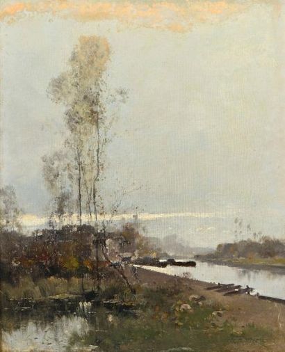 GALIEN-LALOUE Eugène (1854-1941) "Bord de Seine"

Huile sur toile, signée en bas...