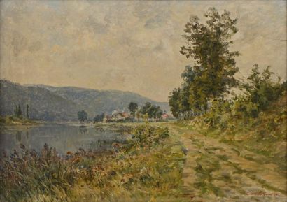 ROSA Karlos (1855-1913) "Le bord du Doubs à Roche"

Huile sur panneau, signée en...