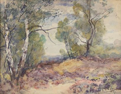 EDE Frédéric (1865-1913) "Les bouleaux", "Les bruyères", "Grands arbres près des...
