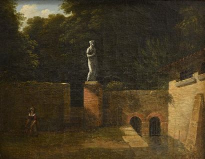 SWEBACH Jacques François Joseph (1769-1823) "La Statue dans le parc" 

Huile sur...