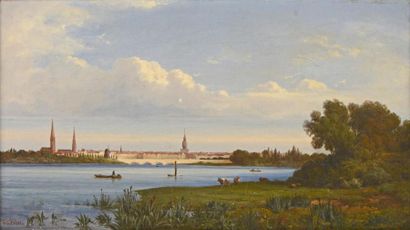 DUBOC Ferdinand (1813-1869) "Ville au bord de l'eau" 

Huile sur toile, signée en...