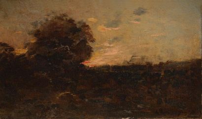 HARPIGNIES Henri-Joseph (1819-1916) "Paysage de l'Aisne" 

Huile sur toile, signée...