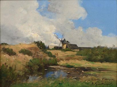 GUILLEMET Jean-Baptiste Antoine (1843-1918) "Moulin au bord de l'étang" 

Huile sur...