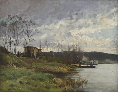 SAIN Paul (1853-1908) "Bord de rivière" 

Huile sur toile (rentoilée), signée en...