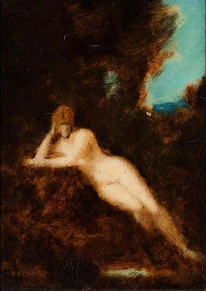 HENNER Jean-Jacques (1829-1905) "La Source" 

Huile sur papier contrecollé sur panneau...