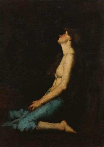 HENNER Jean-Jacques (1829-1905) "Marie-Madeleine" 

Huile sur toile, signée en haut...