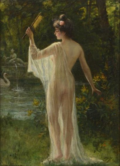 PRINTEMPS Léon (1871-1945) "La femme au cygne" 

Huile sur toile (rentoilée), signée...