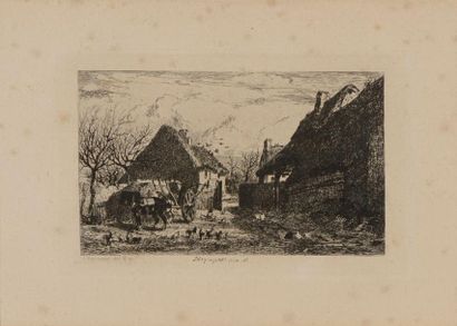 VEYRASSAT Jules Jacques (1828-1893) "Cour de ferme"

Pointe sèche, signée dans la...