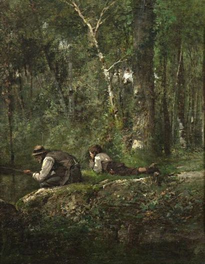 DEFAUX Alexandre (1826-1900) "Les pêcheurs" 

Huile sur toile, signée en bas à droite,

61...