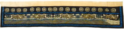 null Bandeau en tissage kosseu, Chine, dynastie Qing, XVIIIème siècle, fond noir,...