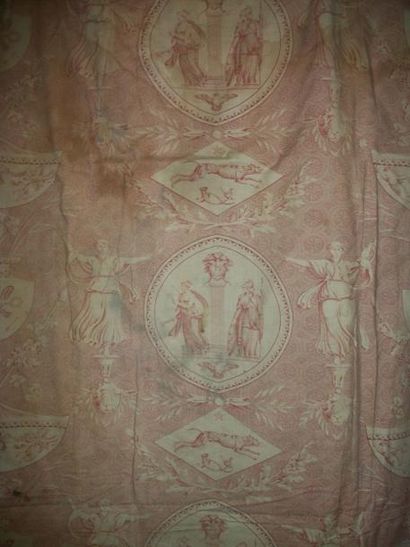null Rideau dans une toile en coton imprimé, Jouy, manufacture Oberkampf, vers 1806,...