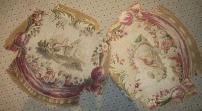 null Paire de panneaux en tapisserie, laine et soie, Aubusson, XVIIIème siècle, fond...