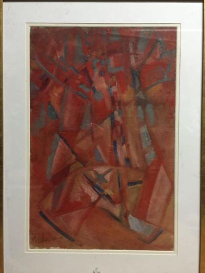 null 

Bernard VANIER (1927)

 "Composition dans les tons oranges" 

Gouache, signée...