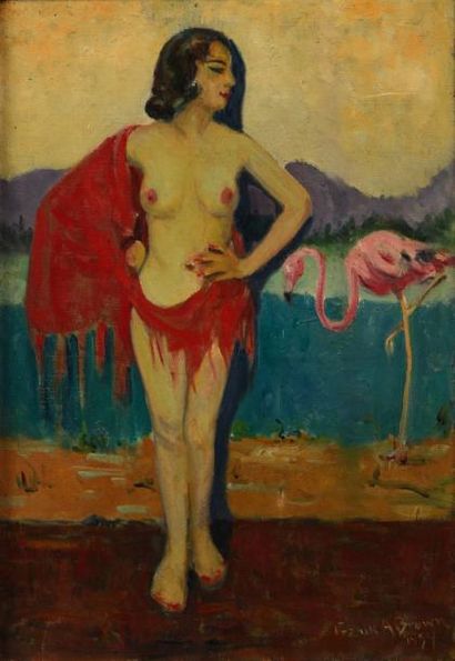 null Frank A. BROWN (1876-1962)

"Femme et flamant"

Huile sur toile, signée et datée...