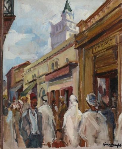 null Gérard LANGLET (1906-1990)

"Rue animée à Blida" (Algérie)

Huile sur panneau,...