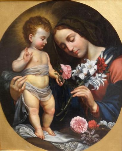 null Ecole du XIXe siècle, d'après Carlo DOLCI (1616-1686)

"La Vierge au lys" 

Huile...