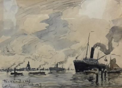 null FRANK BOGGS (1855-1926)

"Rotterdam"

Aquarelle, signée, située, datée 17 juillet...