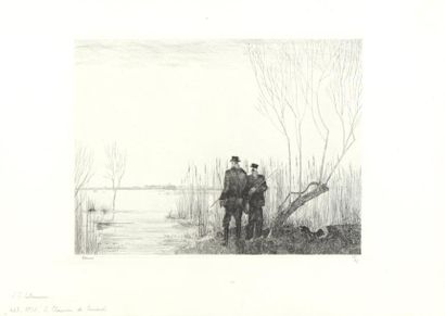 null Jean Émile LABOUREUR (1877-1943) 

"La chasse au canards" 

Gravure, signée...