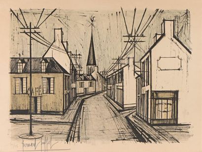 null Bernard BUFFET (1928-1999) 

Rue de village, circa 1969

Lithographie en couleur...