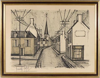 null Bernard BUFFET (1928-1999) 

Rue de village, circa 1969

Lithographie en couleur...