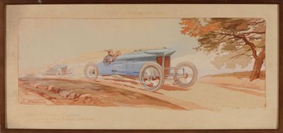 null Ernest MONTAUT (1879-1936)

"Course des voiturettes 1908"

Affiche lithographique,...