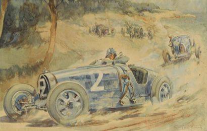 null GEO HAM, Georges HAMEL dit, (1900-1972)

"Bugatti 35 en course"

Lithographie,...