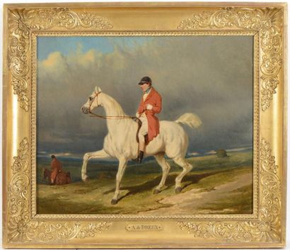 null Ecole d'Alfred DE DREUX (1810-1860)


"Cavalier en redingote rouge dans la campagne"


Huile...