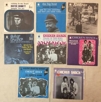 BLUES Lot de 8 disques 45 T de Blues sur label Blue Horizon comprenant : Chicken...