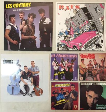 ROCK N ROLL Lot de 43 disques 33 T et de 9 disques 45 T de Rockabilly et Psychobilly....