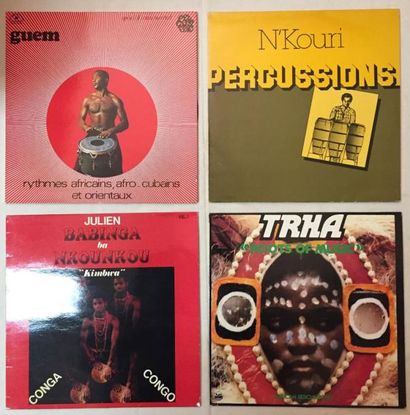 MUSIQUE DU MONDE Lot de 8 disques 33 T de musique Africaine style Percussions comprenant...