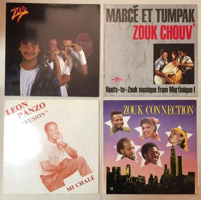 MUSIQUE DU MONDE Lot de 87 disques 33T de musique des Antilles, de Guyane et d'Haïti...