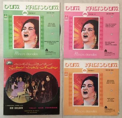 MUSIQUE DU MONDE Lot de 38 disques 33 T de musique Arabe comprenant Om Kalsoum et...
