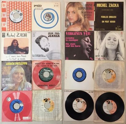 CHANSON FRANCAISE Lot de 85 disques 45 T de chanteurs et chanteuses Français.
VG+...