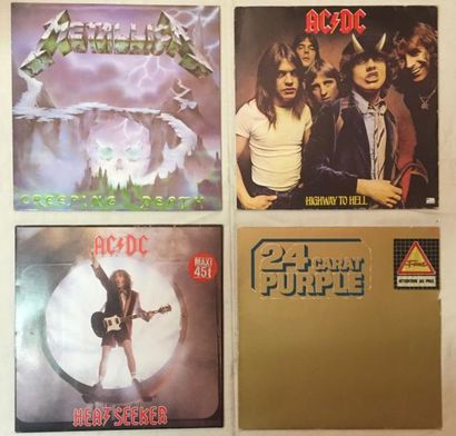 HARD ROCK / METAL Lot de 60 disques 33 T et de 15 disques 45 T des classiques du...