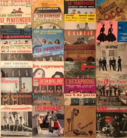 CHANSON FRANCAISE Lot de 29 disques 45 T EP de chanteurs et groupes Français Garage,...