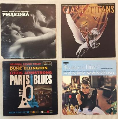 BANDES ORIGINALES DE FILMS Lot de 73 disques 33 T de musiques de films anciens.
VG...