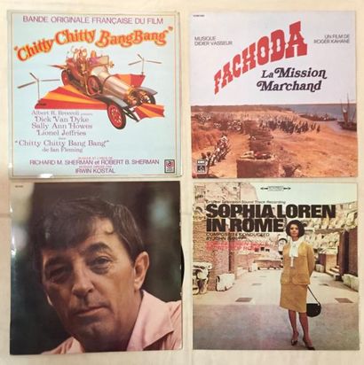 BANDES ORIGINALES DE FILMS Lot de 73 disques 33 T de musiques de films anciens.
VG...