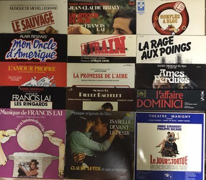 BANDES ORIGINALES DE FILMS Lot de 51 disques 33 T de musiques de films Français ....