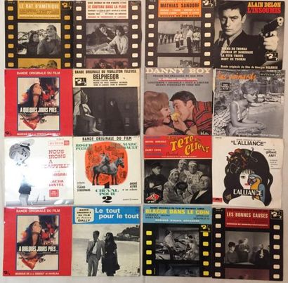 BANDES ORIGINALES DE FILMS Lot de 35 disques 45 T EP de musiques de films Français.
VG...