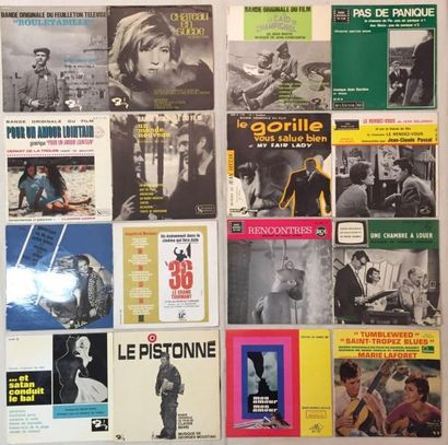 BANDES ORIGINALES DE FILMS Lot de 40 disques 45 T EP de musiques de films Français....